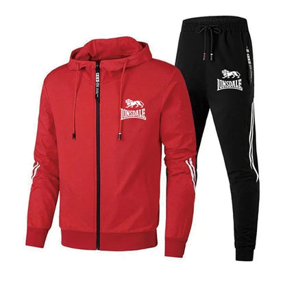 Mens Tracksuit Printing Zipper Hooded Sweatshirt+Slim Sweatpants Set Simplicity Casual Jogging Clothing Fashion Jacket Coat Suit.