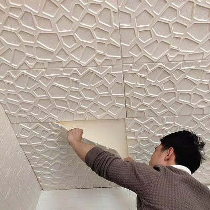 Decorative moisture-proof waterproof anti fouling anti-collision self-adhesive 3D modern style wallpaper 35*35cm ceiling