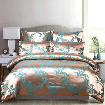 European Satin Jacquard Duvet Cover Set High Quality Smooth and Skin Friendly Comforter Cover Set Summer Bedding Kit for Adults.