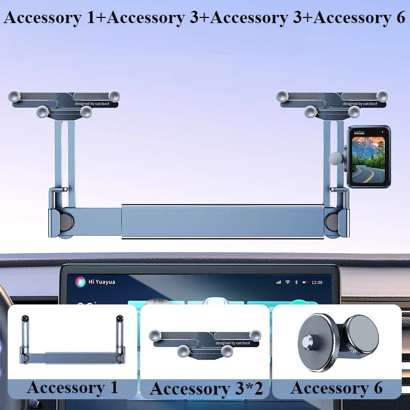 Oatsbasf Dual-position Car Screen Phone Holder Stand Metal Aluminum Adjustable for Tesla Model 3 Highland Y Car Accessories