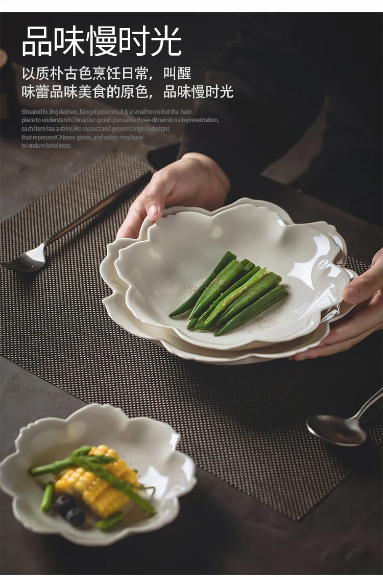 color petal household ceramic dish hotel restaurant tableware.