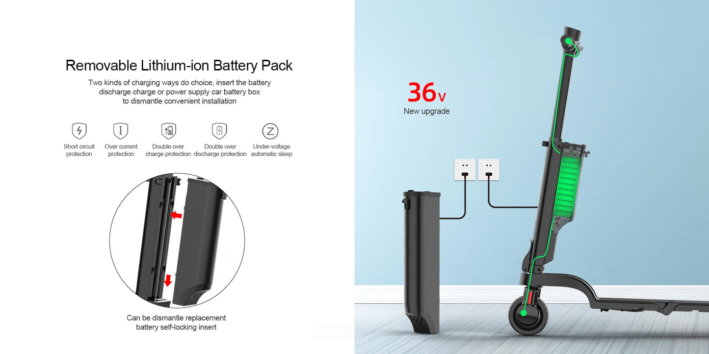 Alnsoor X6 City Electric Scooter 500W Motor 36V5AH Battery City Electric Scooter 5.5" Road Tire Electric Scooter.