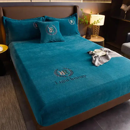 Winter Plush Elastic Fitted Sheet Couple Double Bedspread on The Bed Linen Mattress Pad Cover 90 150 180x200 Warm Deep Pocket.