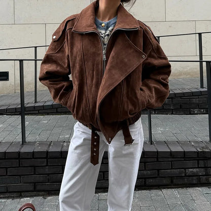 Retro-Jacke, modisch, Frühling und Herbst, lässig, lockere Tasche, langärmelig, trendig, cool, vielseitig, hochwertige Damen-Kurzjacke