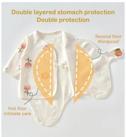 Ircomll 2-teiliger Frühlings- und Herbst-Body für Neugeborene, Baumwolle, langärmelig, Kleidung, Säuglingskleidung, Pyjama, Overalls für Mädchen und Jungen, 0–6 Monate.