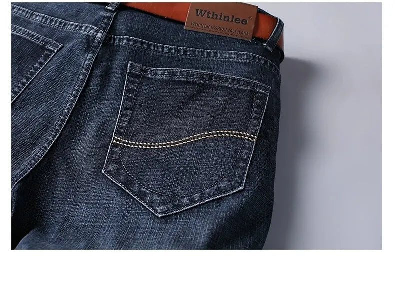 Wthinlee Neue Business männer Jeans Casual Gerade Stretch Mode Klassische Blau Schwarz Arbeit Denim Hosen Männliche Marke Kleidung