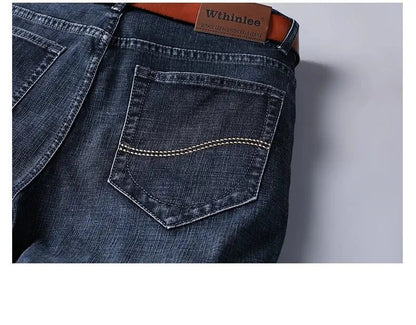 Wthinlee Neue Business männer Jeans Casual Gerade Stretch Mode Klassische Blau Schwarz Arbeit Denim Hosen Männliche Marke Kleidung