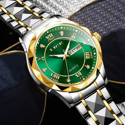 LIGE New Gold Watch Women Watches Ladies Creative Steel Women's Bracelet Watches Female Waterproof Clock Relogio Feminino+BOX.