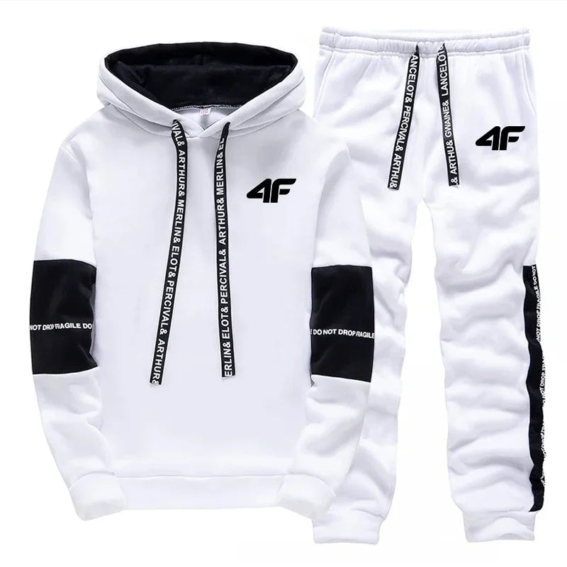 Hot Sale Men's Tracksuit Hooded Long Sleeves Casual Sports Single Piece Sweatshirts And Daily Sweatpants Comfort Outdoor Jogging.