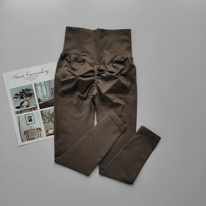 High Waist Belly-tightening Peach Buttocks Fitness Pants Unrestrained Cycling Pilates Skin-friendly High-elastic Yoga Leggings.