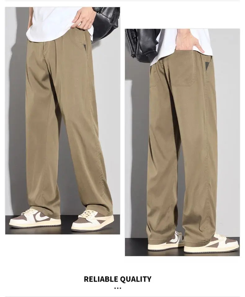 2025 Summer Thin Men's Soft Lyocell Casual Pants Breathable Fashion Solid Color Simple Male Trousers Brand Clothing.
