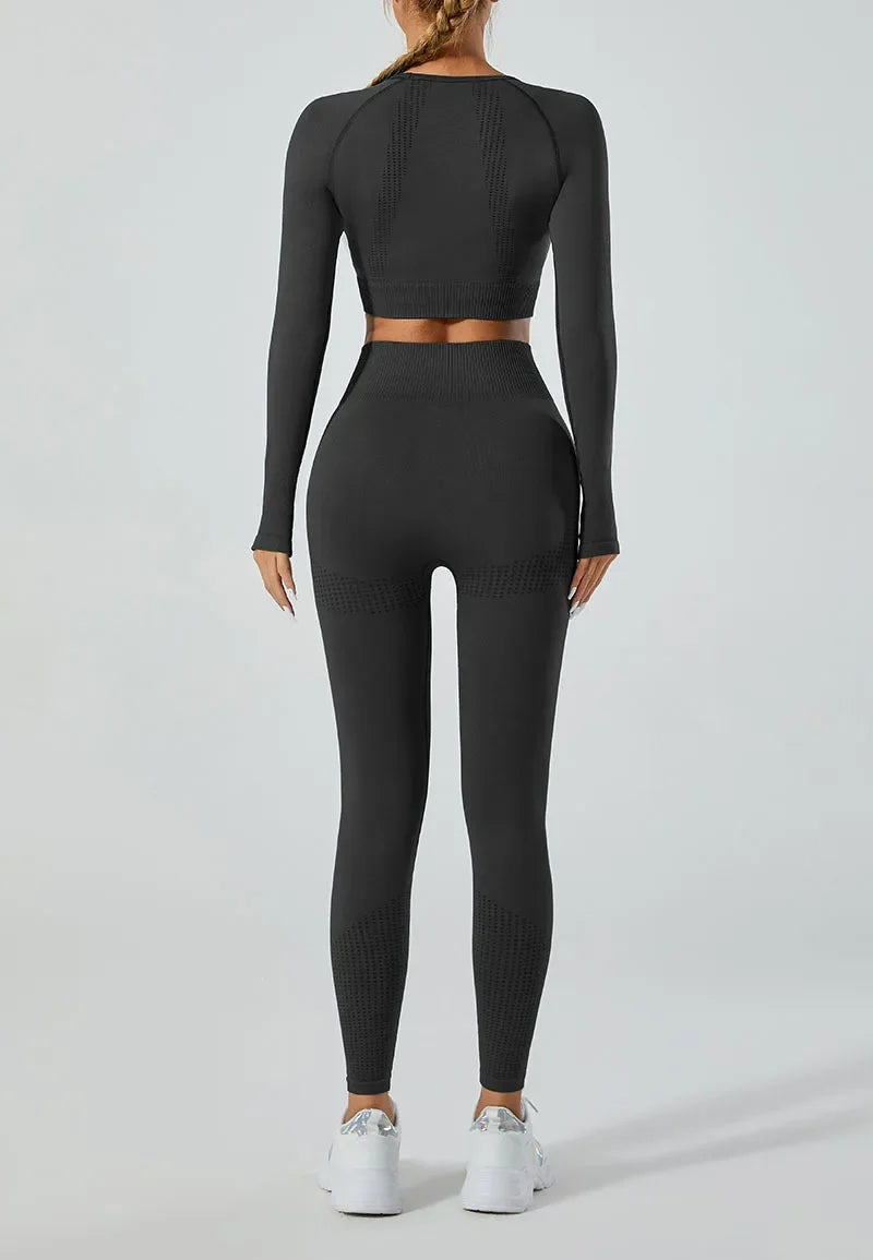 In-stock Women's Yoga Suit Five-piece Set Seamless Fitness Wear For Running Sports Top Leggings From Mainland China.