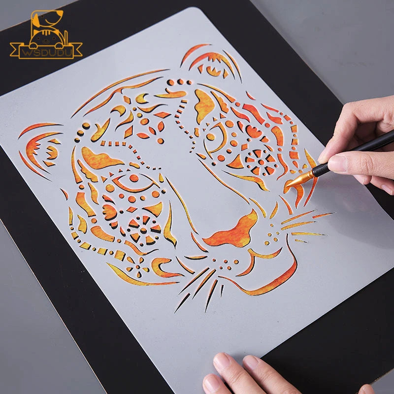 Scratch Art Paper Set 10 Sheets 5 Stencil Templates World Landmarks Animal DIY Kit Creative Painting Craft Magic Toy Kids Gift.