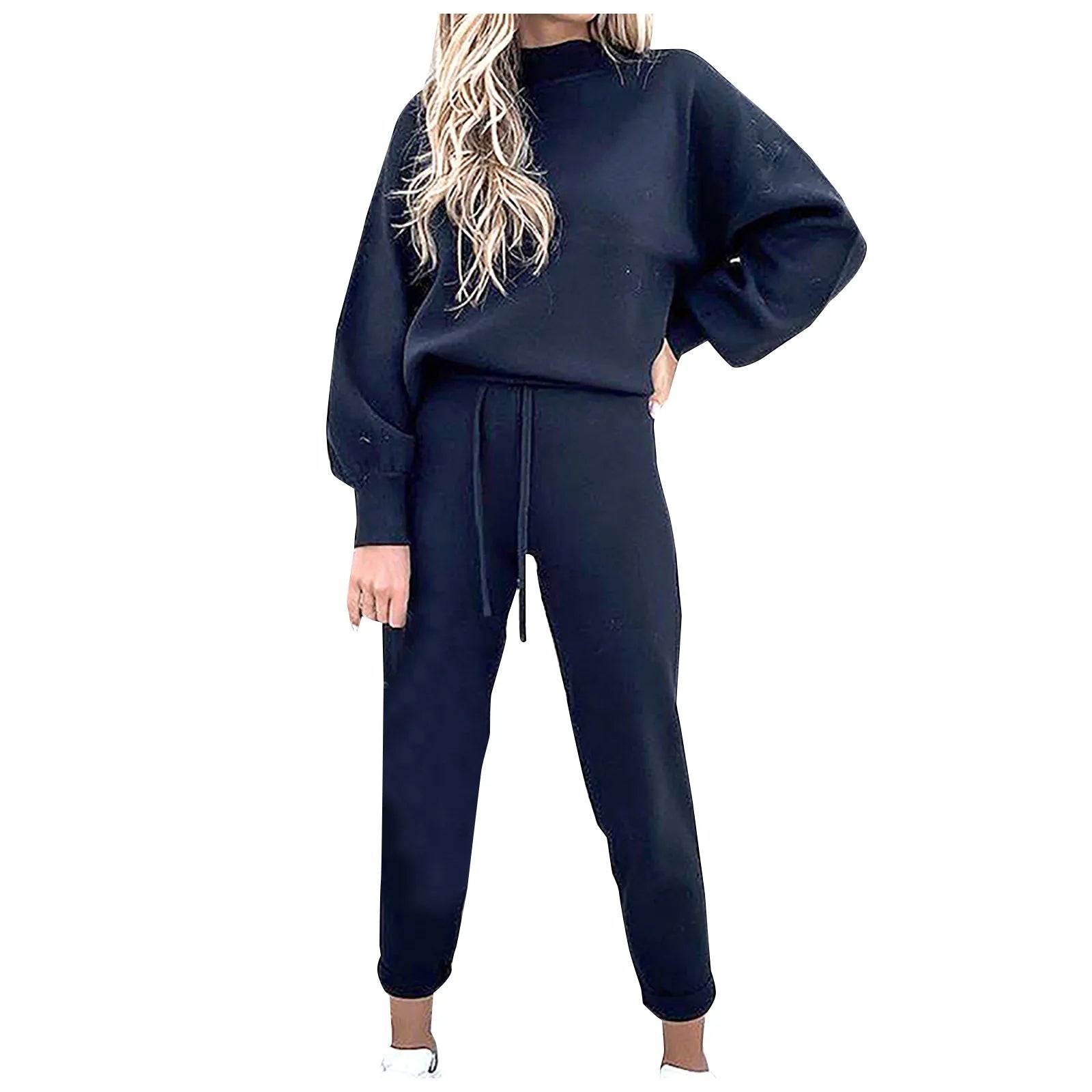 2 Piece Suit Sports for Women's Solid Color Fashion Casual Outfits Set Loungewear Long Sleeve Wide Leg Pants Streetwear.