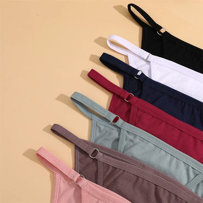 FINETOO 4Pcs Women's Cotton Panties Sexy Metal Ring Waist Underwear Solid Breathable Panties Ladies Soft Briefs Comfort Lingerie.