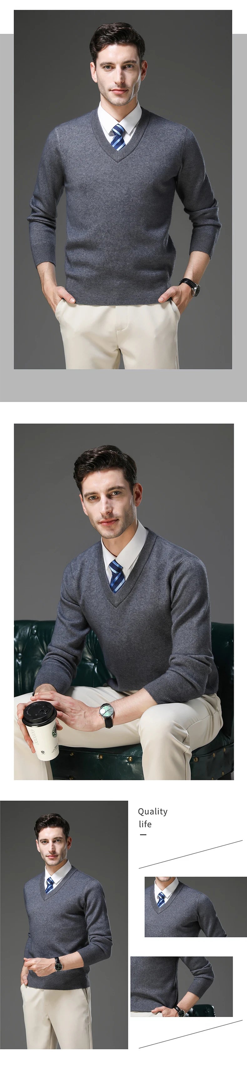 Top Grade Thick Anti-Pilling New Fashion Brand Autum Winter Knit Pullover Men Slim Fit Sweater Business Casual Woolen Jumper.