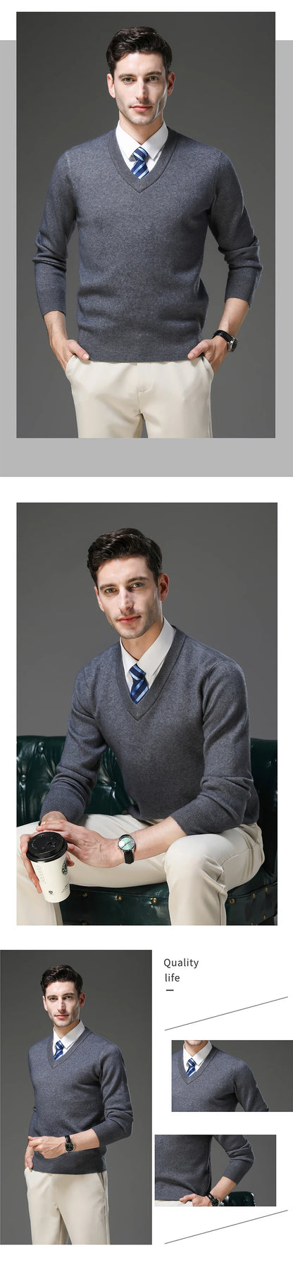 Top Grade Thick Anti-Pilling New Fashion Brand Autum Winter Knit Pullover Men Slim Fit Sweater Business Casual Woolen Jumper.