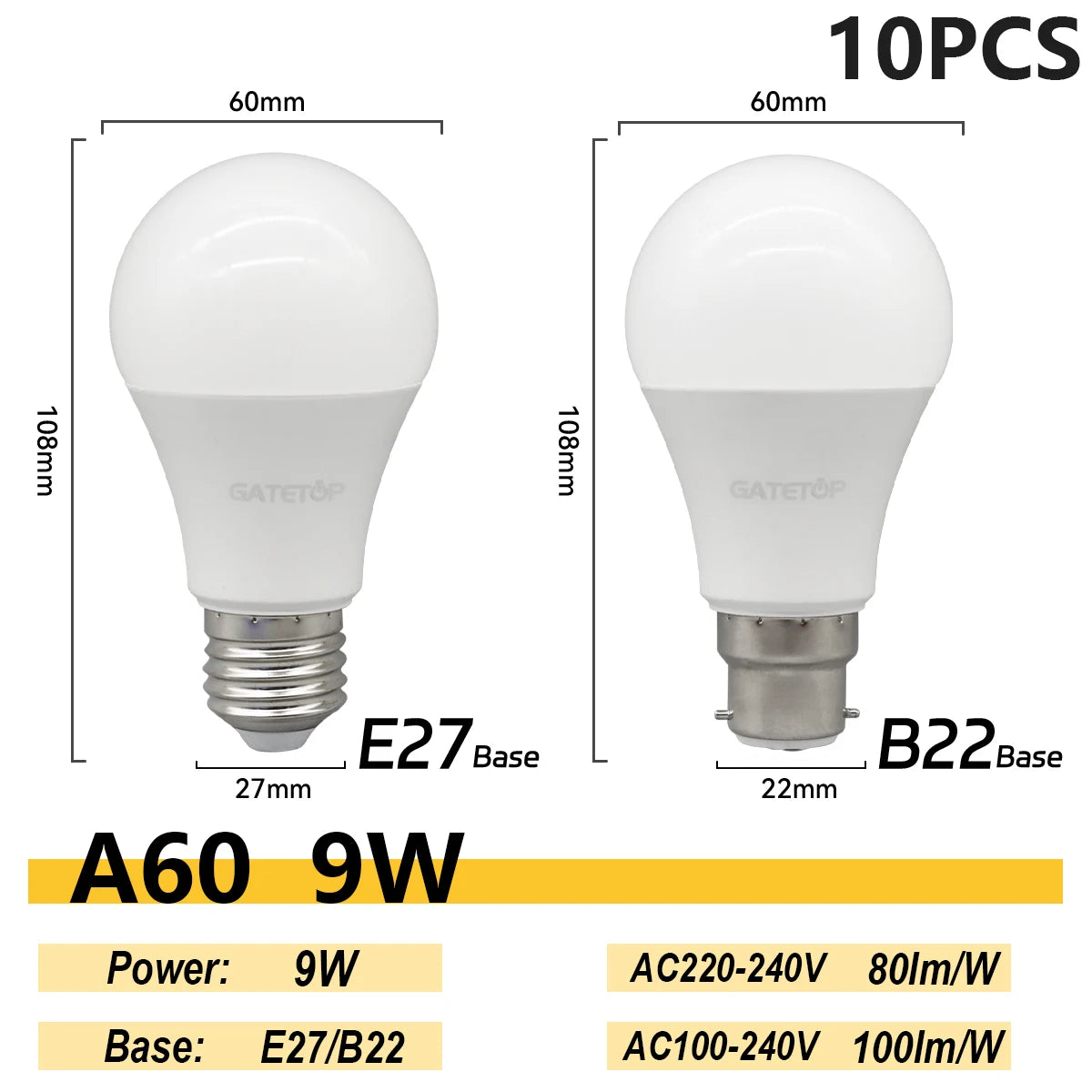 1/10PCS Energiesparlampe E27 B22 Lampen A60 A80 AC220V 230V 110V LED-Licht 20W 18W 24W für Home Derection Wohnzimmerbeleuchtung