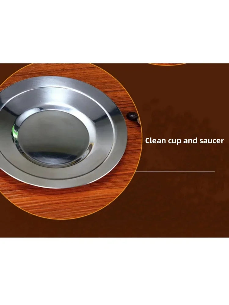 1Set Stainless Steel Coffee Cup Set Double Walled Heat Resistant Mug with Saucer Spoon Drink Tableware Kitchen Cafe Accessories.