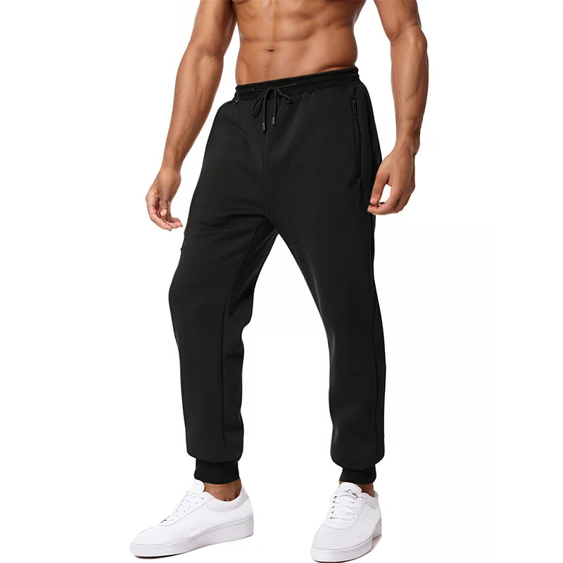 New Sweatpants Side Zipper Pockets Men Joggers Track Pants Elastic Waist Sport Casual Trousers Baggy Fitness Gym Clothing.