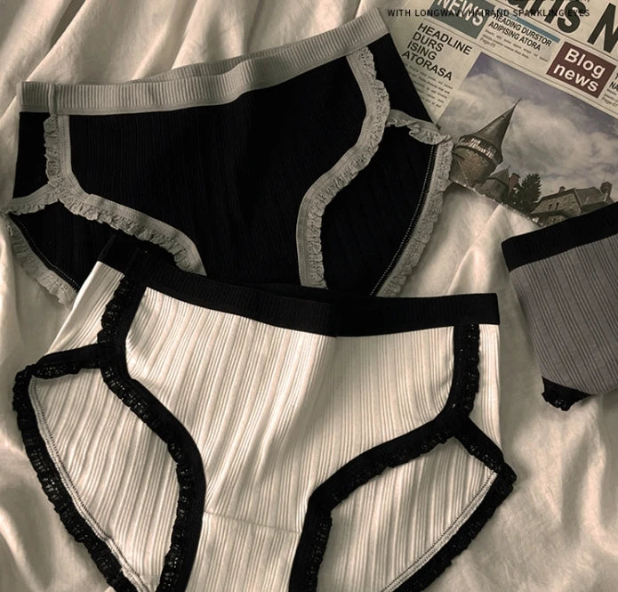 3Pcs/Set Cotton Panties Mid-Waist Women's Underwear Female Breathable Underpants Girls Solid Color Briefs Short Sexy Lingerie.