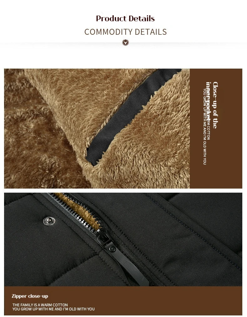 Winter Men's Cotton Jacket with Fleece for Middle-aged and Elderly People Warm Coat, Windproof Winter Coat Parka Coat.