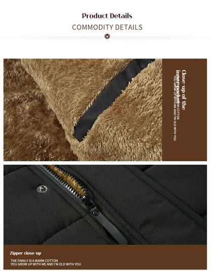 Winter Men's Cotton Jacket with Fleece for Middle-aged and Elderly People Warm Coat, Windproof Winter Coat Parka Coat.