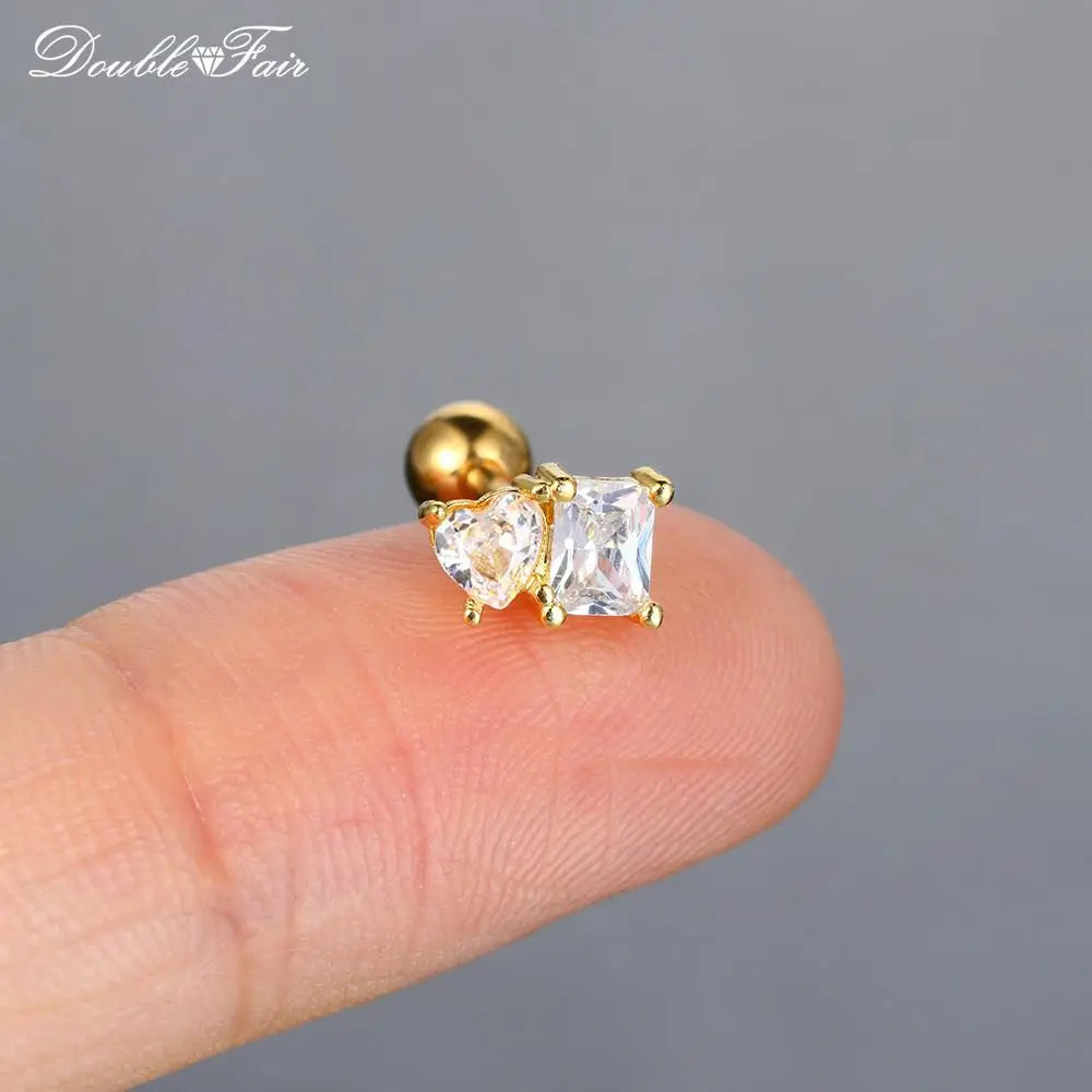 1pc Cartilage Tragus Helix Daith Crystal Ear Piercing Stud Earrings for Women Mini Screw Stainless Steel Stacking Ear Jewelry.