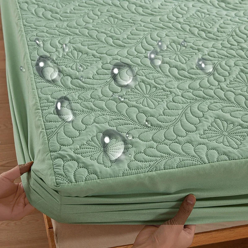 Quilted Waterproof Mattress Protector Cover Elastic Fitted Sheet Style Double Bed Protection Pad Twin Queen King 140 160x200cm.