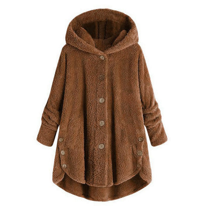 Herbst Wintermantel Frauen warme Teddybär Mantel Woll jacke weibliche Plüsch mantel Kapuzen jacke neue Damen mäntel einfarbige Jacke