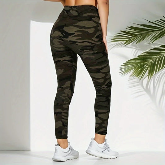 Camouflage Grau Grün Enge Lässige High Stretch Damen Leggings, Sportliche Und Sexy Fitness Retro Neun Punkt Bleistift Hosen.