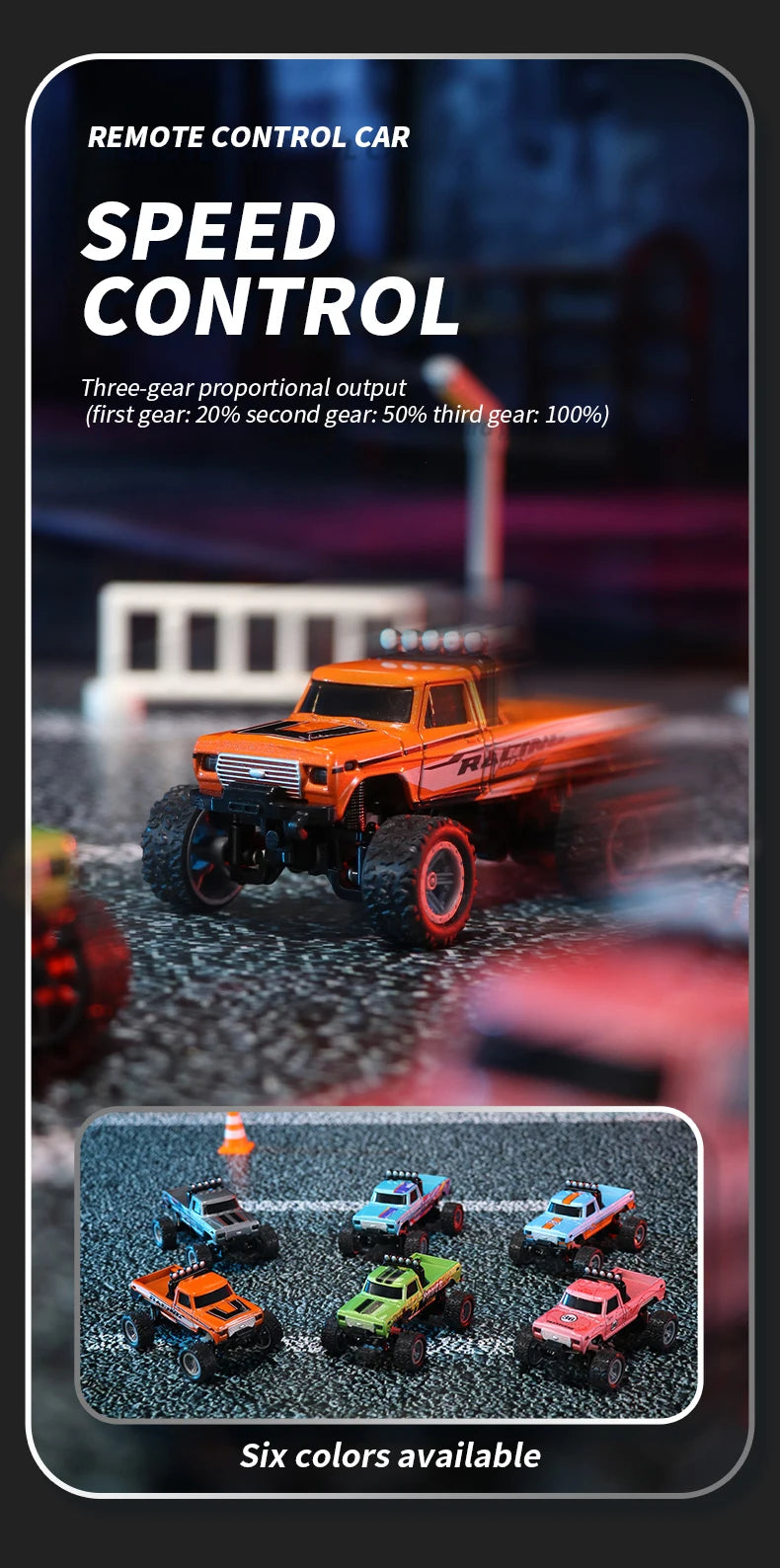 RC 1/64 Speed Mini Off-Road Climbing Car Alloy Cool Appearance Light Shock Absorption With LED Light Toy For Children's Gift.