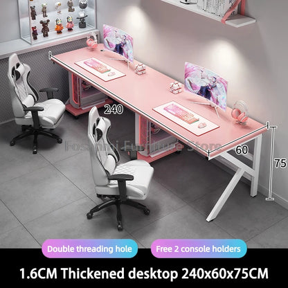 Großer 2-Personen-Gamer-PC-Schreibtisch mit K-förmigen Beinen, moderner Büro-Doppelcomputer-Schreibtische, geräumiger langer Gaming-Tisch für Zuhause und Arbeitszimmer für zwei Personen