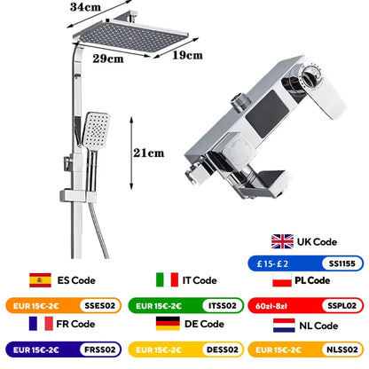 Chrome/Black Brass Shower Faucets Bathroom Shower Mixer Faucet Shower System Rainfall Shower Set Shower Spray For Bathroom