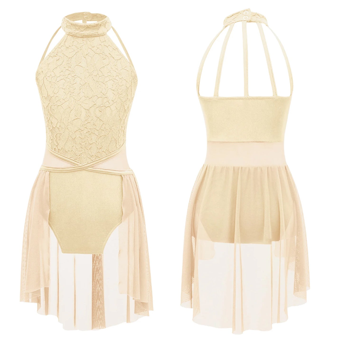 Mädchen Ballett Gymnastik Trikot lyrischen Tanz kleid ärmellose florale Spitze Tutu Tanz kleidung für Eiskunstlauf Bühnen performance