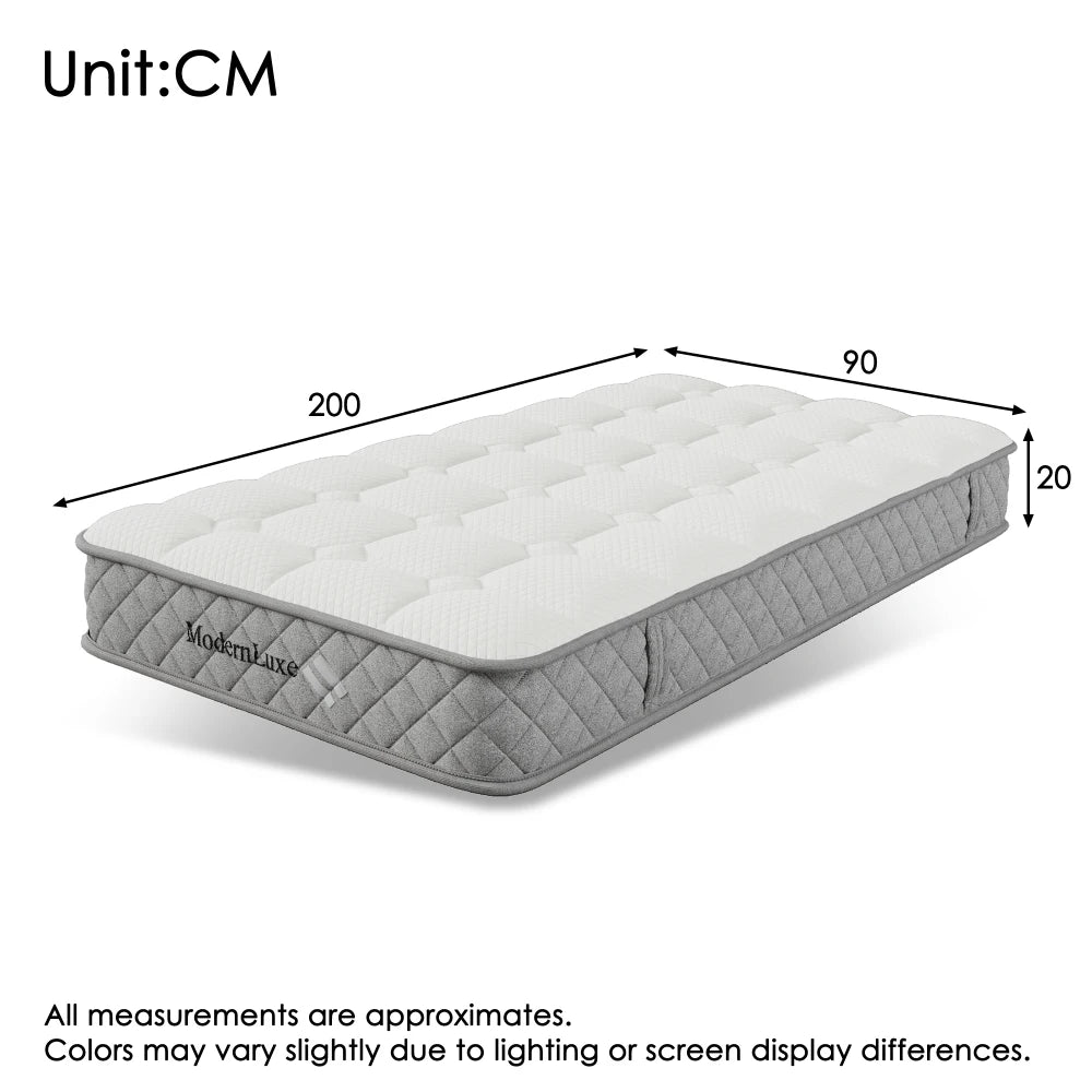 Orthopädische Kaltschaummatratze 90 x 200 cm, Matratze mit 7-Zonen-Taschenfederkernen, mittelfest – OEKO-TEX ®    Zertifiziert