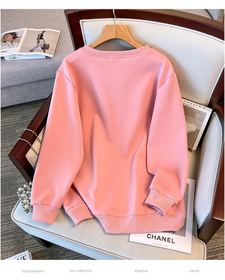170kg plus size Damen büste Herbst Winter lose Rundhals ausschnitt Bär Sweatshirt Langarm lässig Top 6xl 7xl 8xl 9xl 10xl 11xl