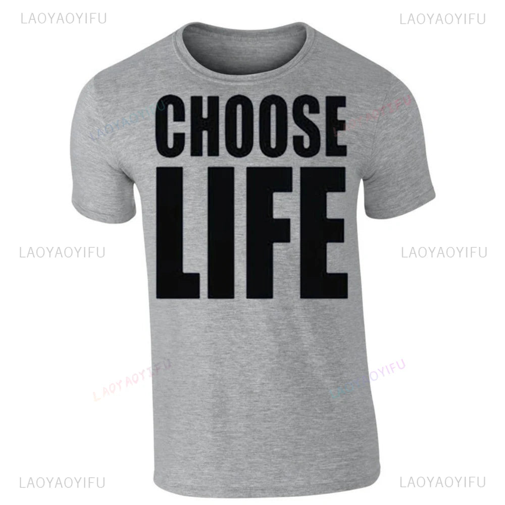 Choose Life Wham Retro 80s 80's Simple Letters T Shirt Woman Man Summer Music Festival High Quality Cotton Printed T-shirt.