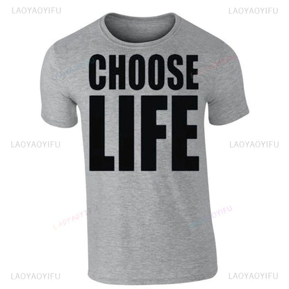 Choose Life Wham Retro 80s 80's Simple Letters T Shirt Woman Man Summer Music Festival High Quality Cotton Printed T-shirt.