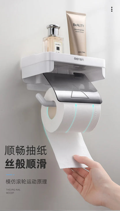 Wand Halterung Toilettenpapier Halter Top Kleinigkeiten Lagerung Kunststoff Wasserdichte Rollen Papier Lagerung Rack Badezimmer Tissue Organizer Regale