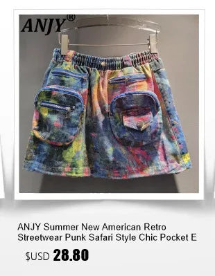 ANJY Autumn Winter Women Fashion Casual Versatile Washed Tide Diamonds Straight Jeans Trend Design Sense High Waist Pants A10636.