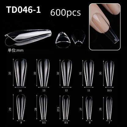 600Pcs Extra Long Hawk Curved Nail Tips Half Cover Eagle Claw Curve False Nails Extension 10 Sizes Bag Packaging for Art Salon *