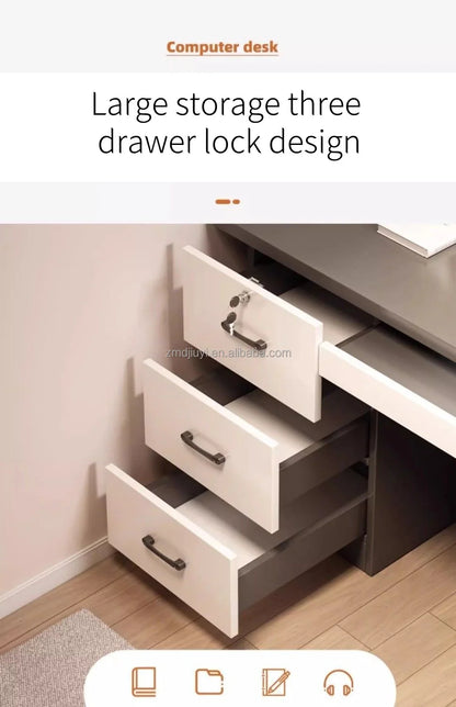 Desktop-Computertisch mit Schubladen für Heimlernen, Schreiben und Büromöbel. Großer Schreibtisch für den Schreibtisch