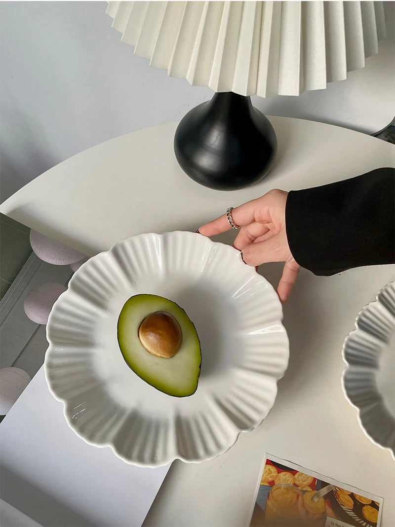 Ahunderjiaz-French Beige Ceramic Tableware Set, Underglaze Dessert Tray, Rice Bowl, Fish Plate, Kitchen Tableware Set, Cream Sty.