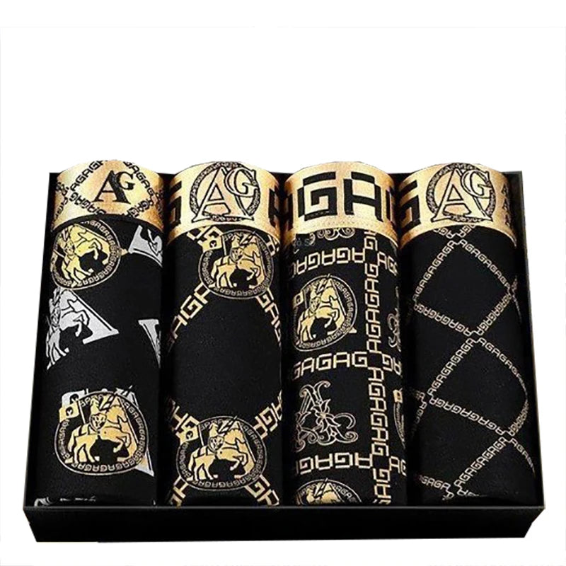 4 teile/satz männer Unterwäsche Sexy Boxer Antibakterielle Atmungsaktive Soft Print Männer Boxer Shorts Mode Jungen Dünne Flache Ecke Höschen