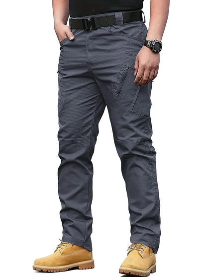 Men's multifunctional pocket tactical pants, wear-resistant Cargo Pants, water repellent, suitable for hiking and outdoor work.