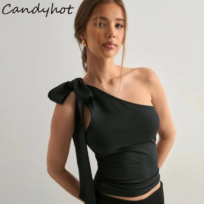 WhereMery Irregular Black Off Shoulder Tube Top Y2K Fashion Sleeveless Backless Tops Autumn New For 2025 High Street Women Vest.