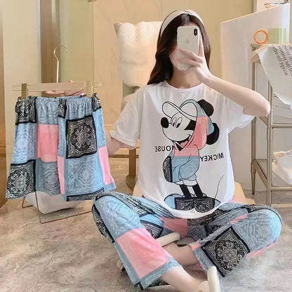 3 Teile/satz Damen Pyjamas Freizeit Sommer Homewear Set süße Pyjamas Minnie Cartoon Pyjama.