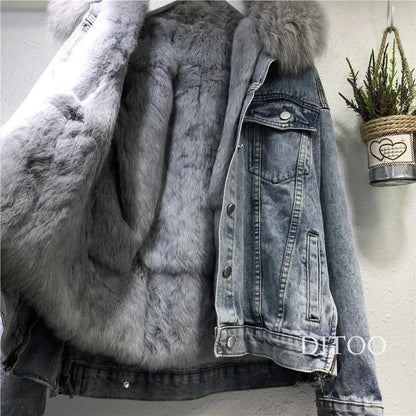 Frauen Denim Kosten Einreiher Taste Jacken Fleece Patchwork Strickjacke Taschen Oberbekleidung Casual Warm Solide Lose Fit.