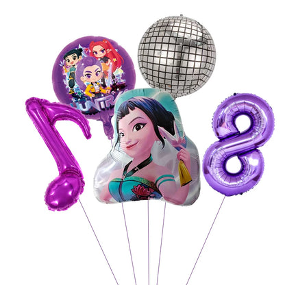1 Set Kpop Dämonenjäger Thema Ballon Mädchen Alles Gute zum Geburtstag Party Dekoration Kinder Baby Dusche Geschenke Lieferungen